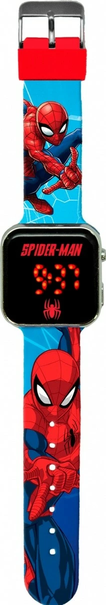Orë dore LED Kids Euroswan Spiderman SPD4987, për djem, Blu e Kuqe