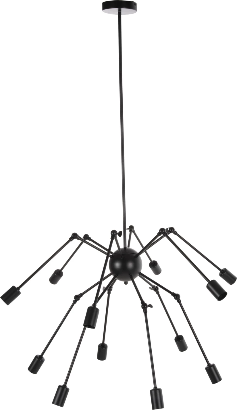 Llambadar tavani 12-drita, FH4167, metal i zi, krahë të artikuluara, Φ92x120Hcm