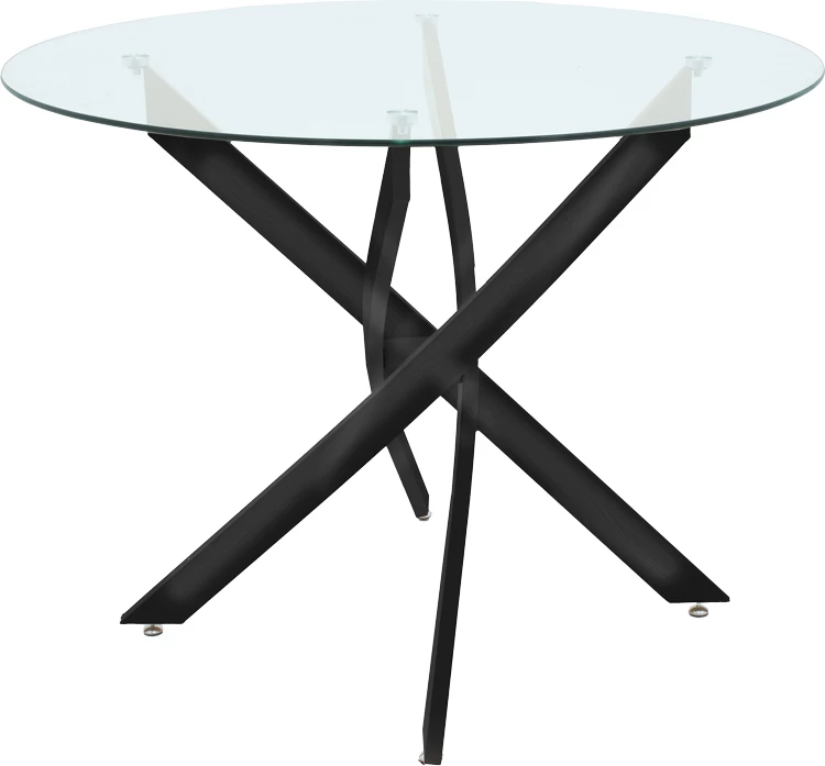 Tavolinë Antoro, xham dhe këmbë metali, ngjyrë e zezë, D80x75cm