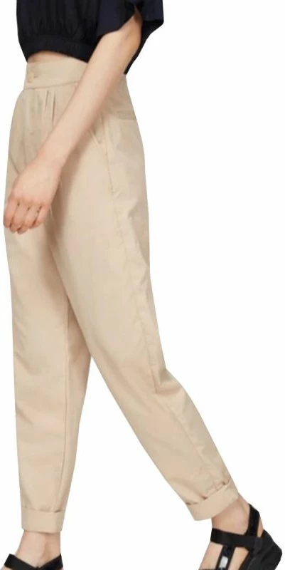 Pantallona për femra Tommy Hilfiger, modeli Tjw Shrs Pleated Tapered, ngjyrë krem