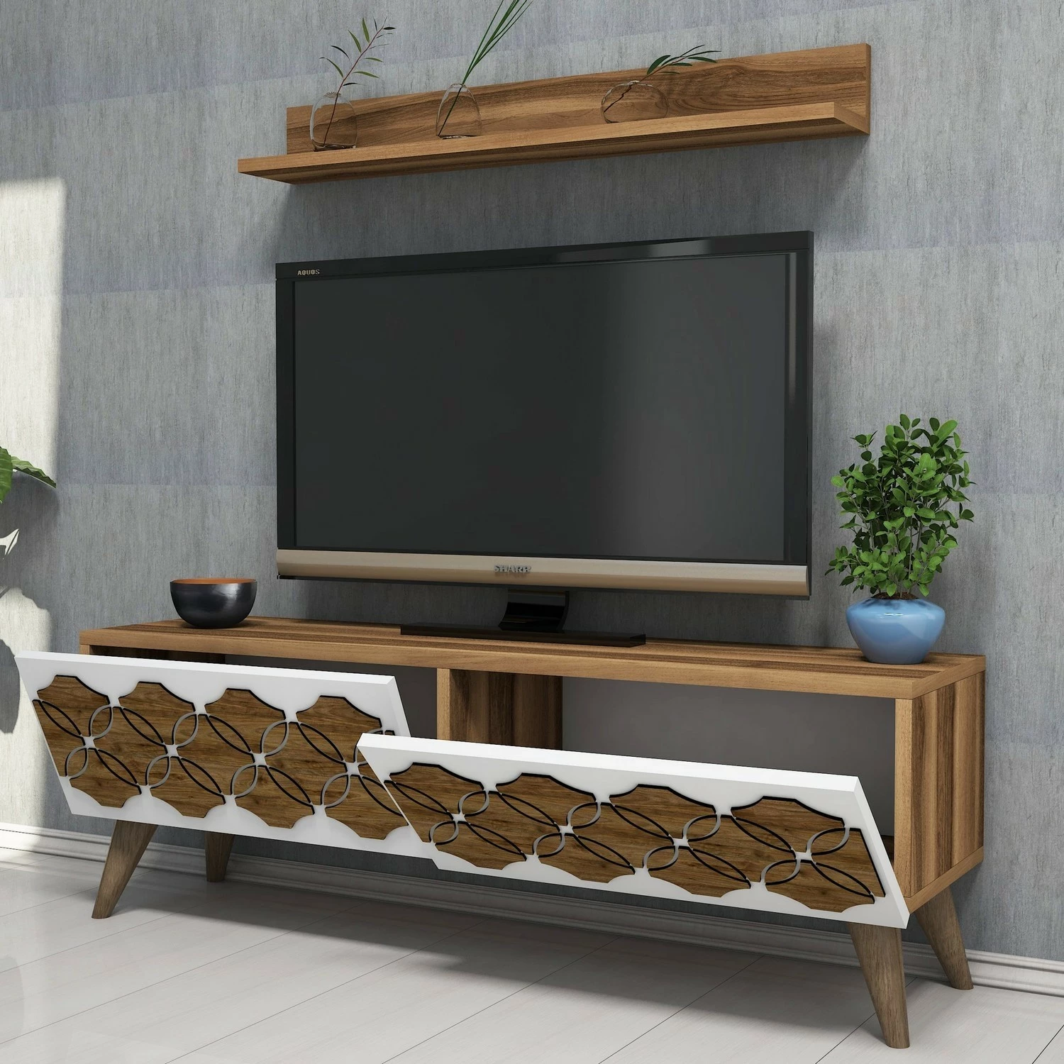 Konsolë TV Hanah Home, model Nisan, ngjyrë arre