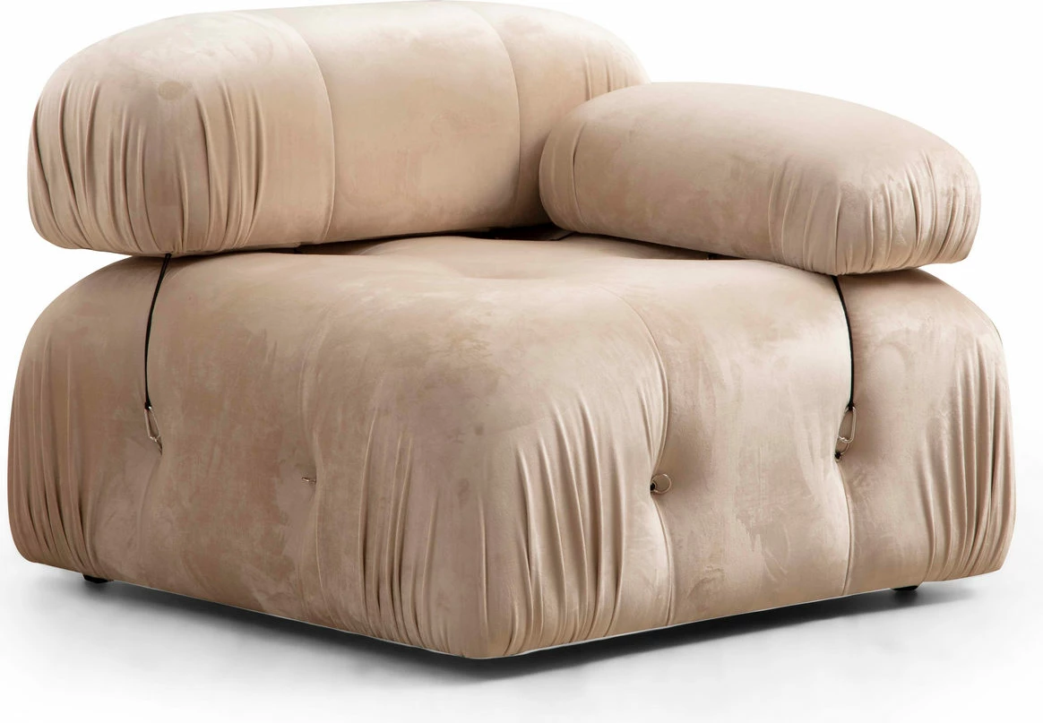 Divan treshe Atelier del Sofa, Bubble 3 vendësh, kadife, krem