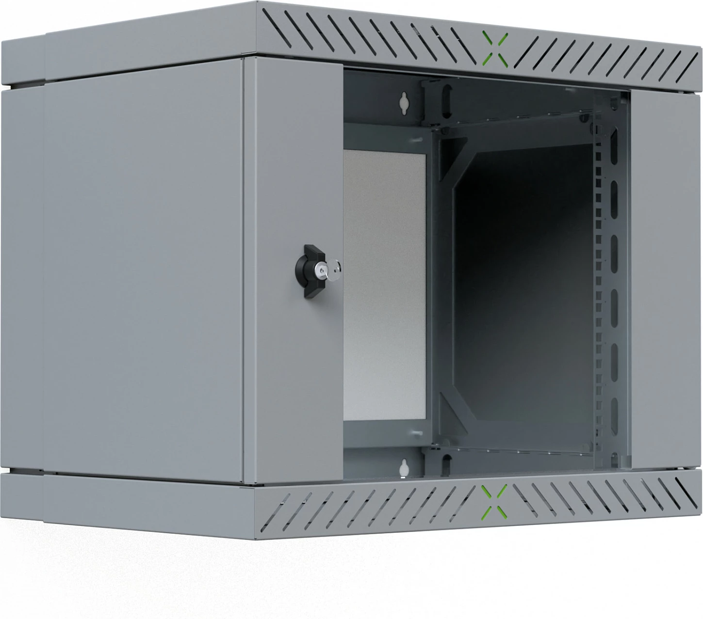 Kabinet rack muri EFB Elektronik WGX-0906GR.G1, 9U 19", 600x600mm, 60 kg, me xham, gri