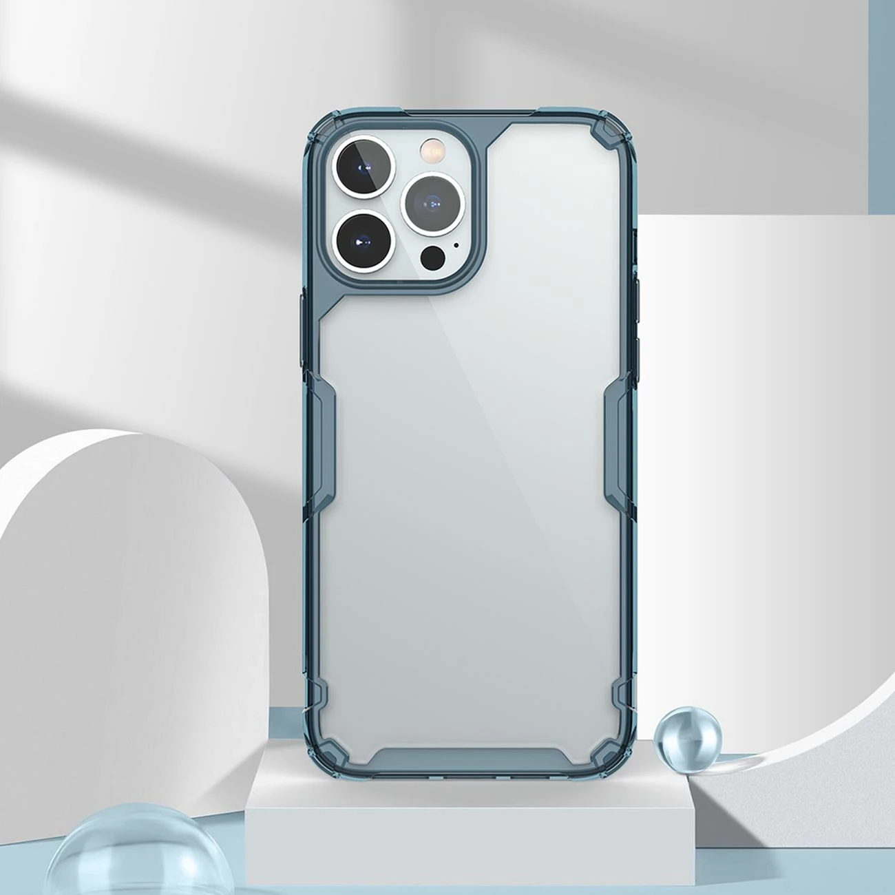 Mbështjellës Nillkin Nature Pro për iPhone 14 Pro Max, i blinduar, Blu/Transparent