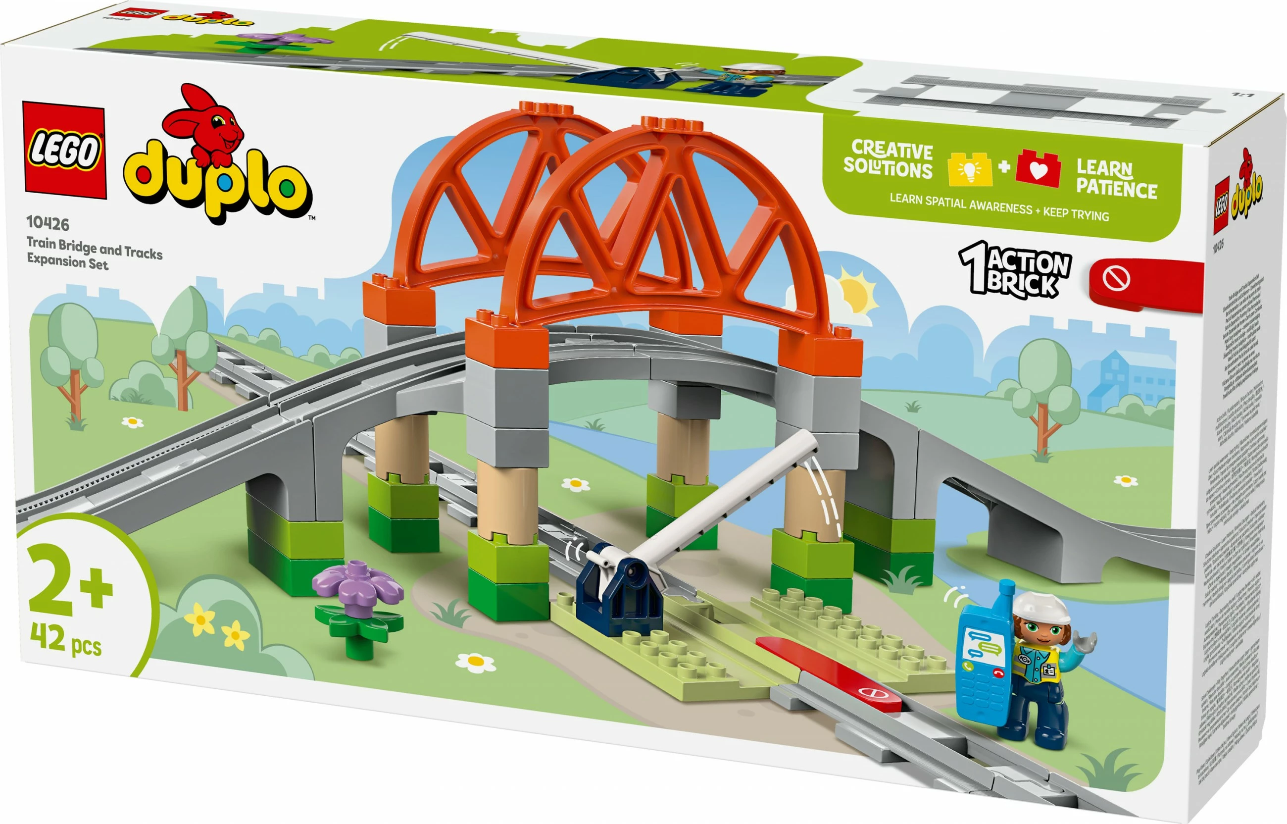 Set ndërtimi LEGO DUPLO 10426, ura treni dhe shina, 42 pjesë, multikolor