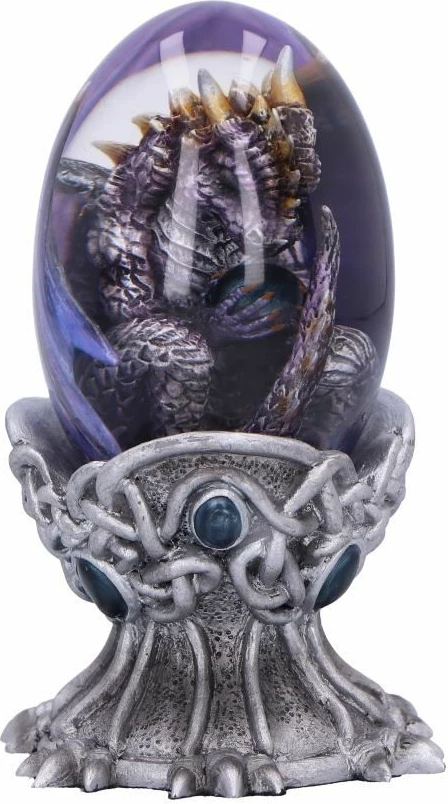 Figurinë NEMESIS NOW Elemental Dragonlings Air, rezinë, e pikturuar me dorë, 12 cm, argjend/vjollcë, kuti dhurate