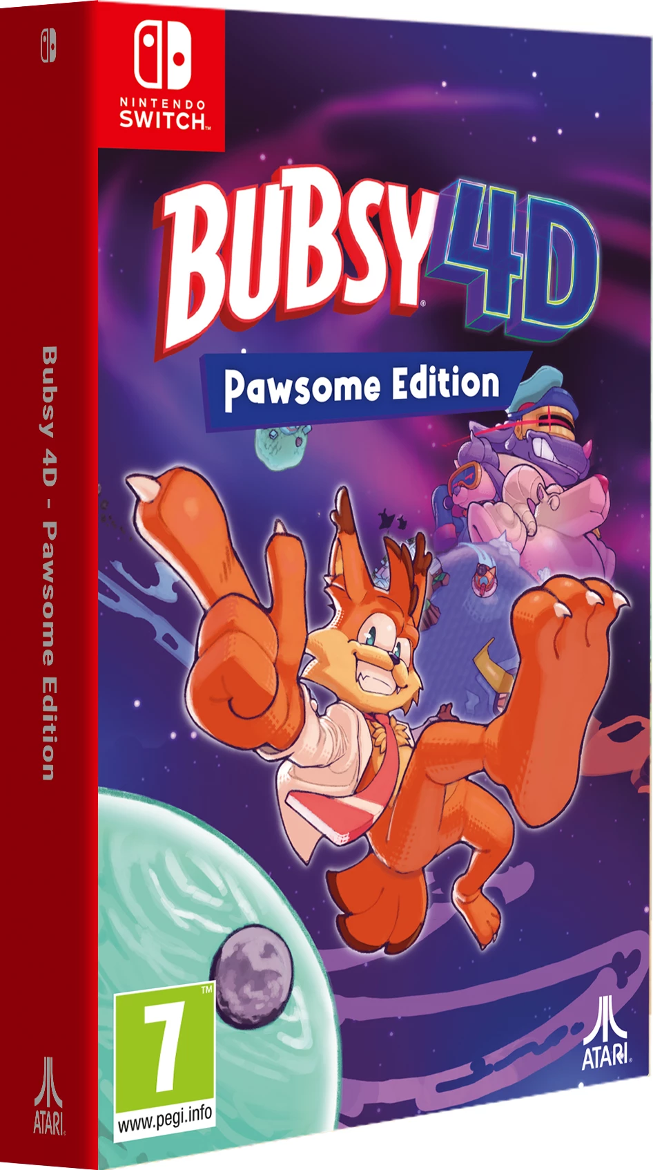 Video lojë, Atari, Bubsy 4D Pawsome Edition, Nintendo Switch, PEGI 7, me poster + manual/artbook