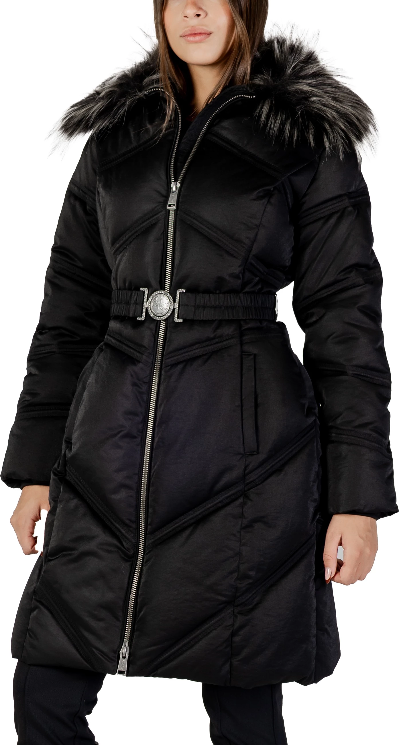 Pallto puf për femra Guess Alienor Long Belted W5BL33 WG092, e zezë [Madhësia: M]