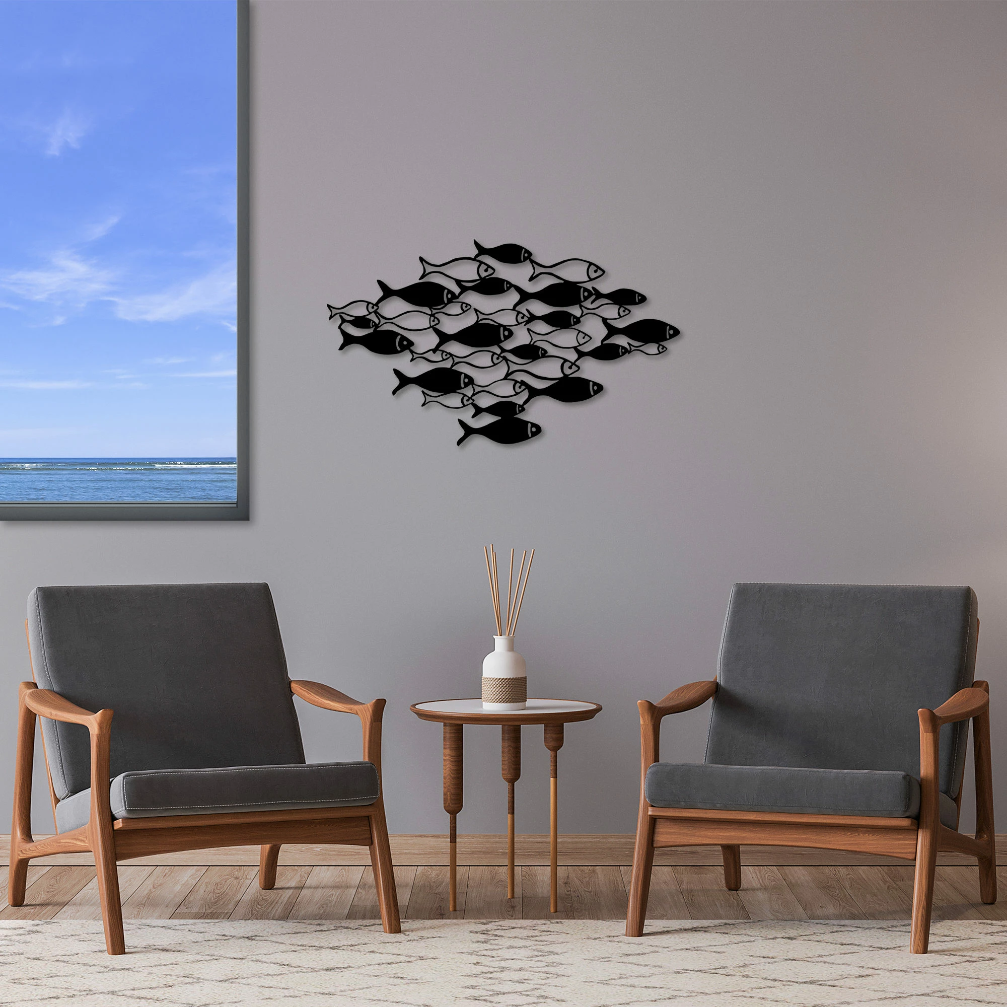 Aksesor dekorativ muri prej metali, peshq, Wallity, 41x70cm