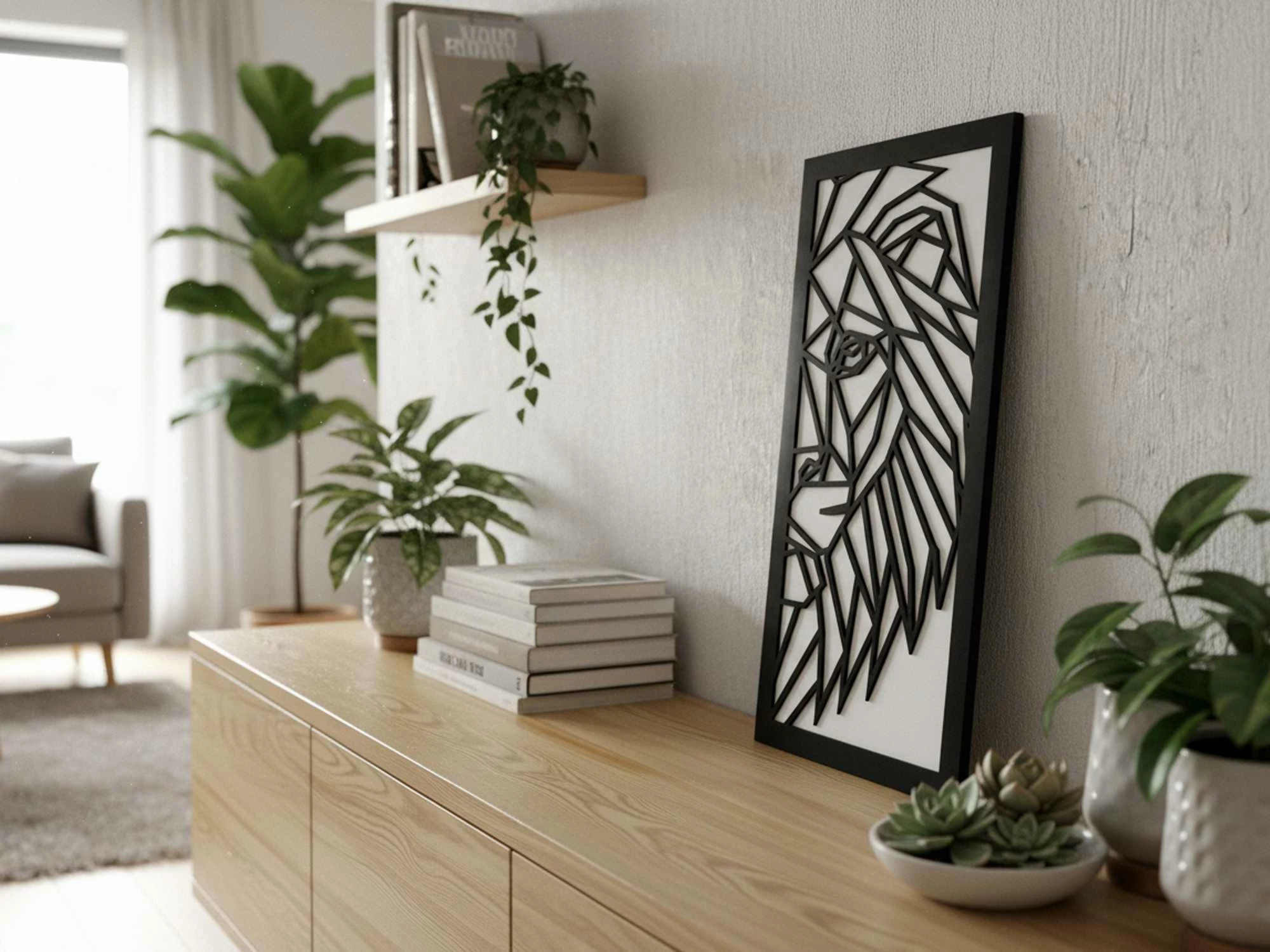 Pikturë dekorative me kornizë MDF Wallity, Rava, e zezë dhe e bardhë, 35x68cm