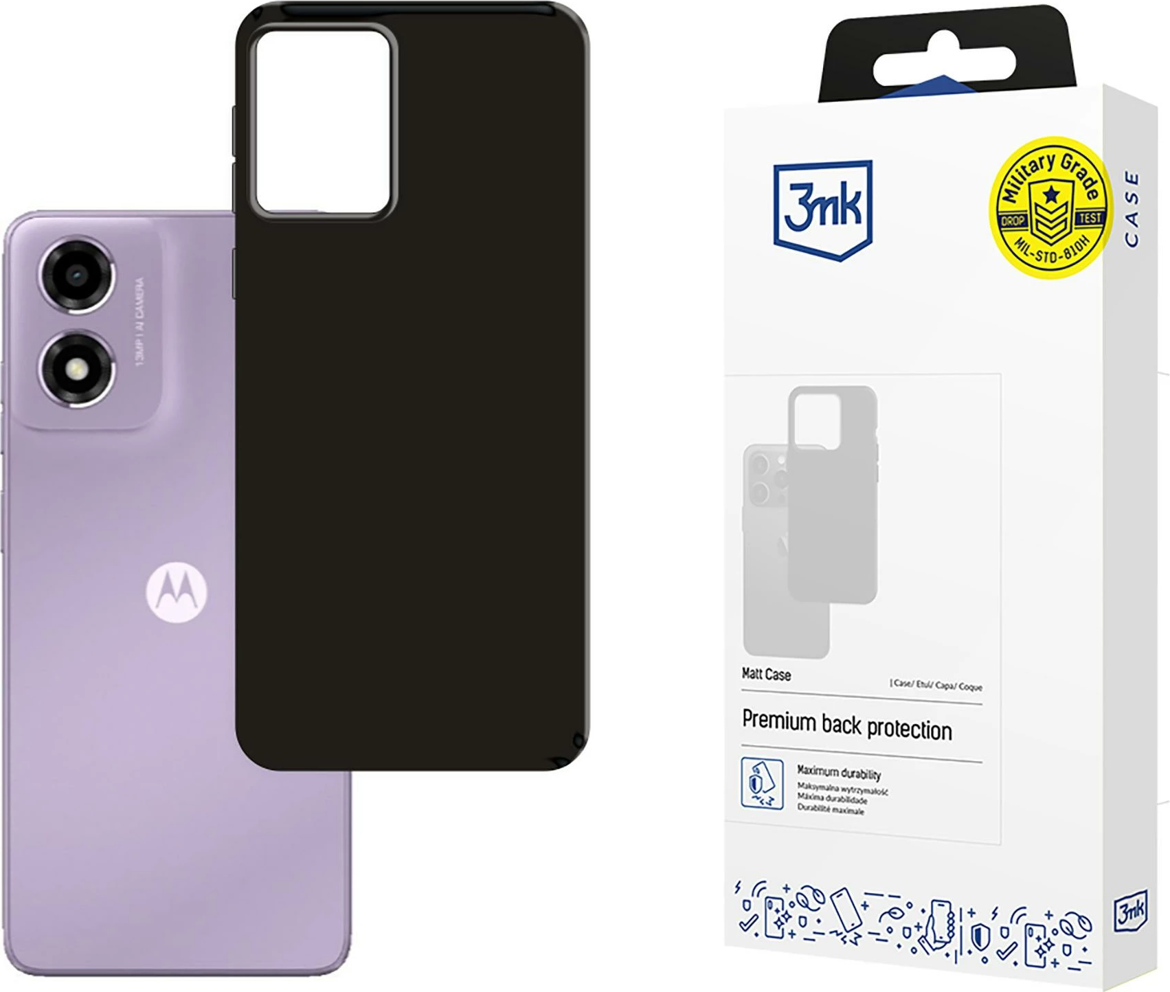 Mbështjellës 3mk Matt Case për Motorola Moto E14 / G04 / G04S, i zi