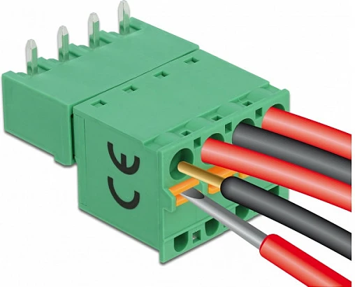 Terminal block DeLOCK 4 Pin, 5.08 mm, horizontal, jeshile