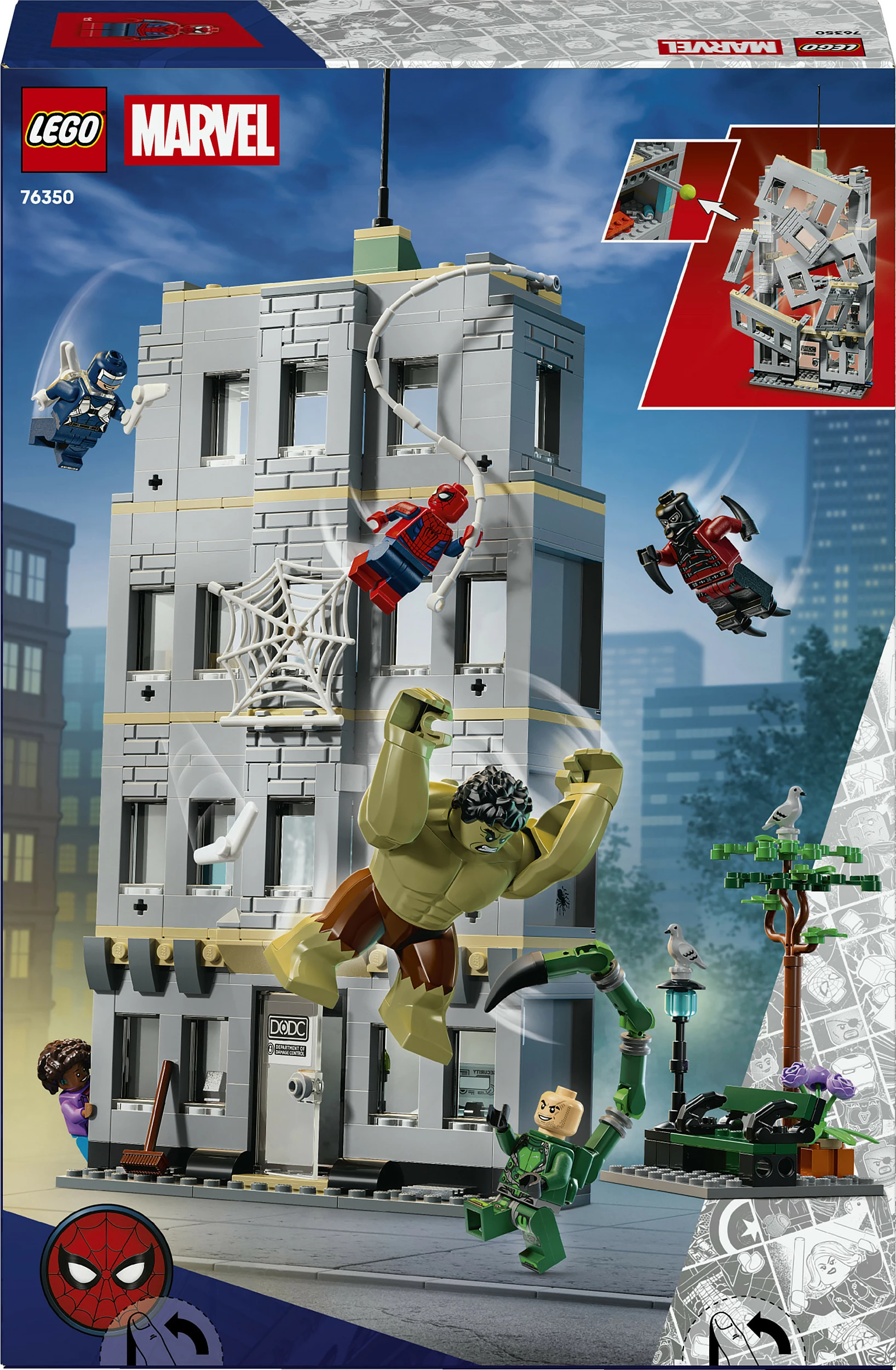 Set ndërtimi LEGO Marvel 76350 Spider-Man vs Hulk, 534 pjesë, multikolor
