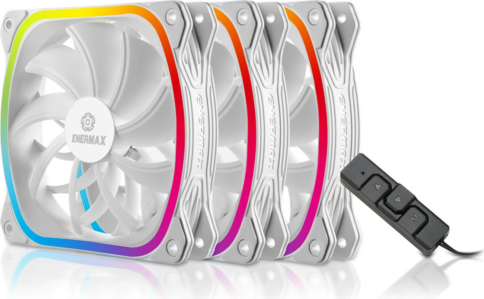 Ventilator kasë Enermax SquA RGB UCSQARGB12P-W-BP3, 120mm, 3 copë, i bardhë, RGB