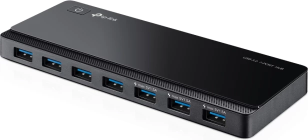 Hub USB TP-LINK UH700 V5, 7-port USB 3.0 (deri 5 Gb/s), me adaptor rryme, i zi, set