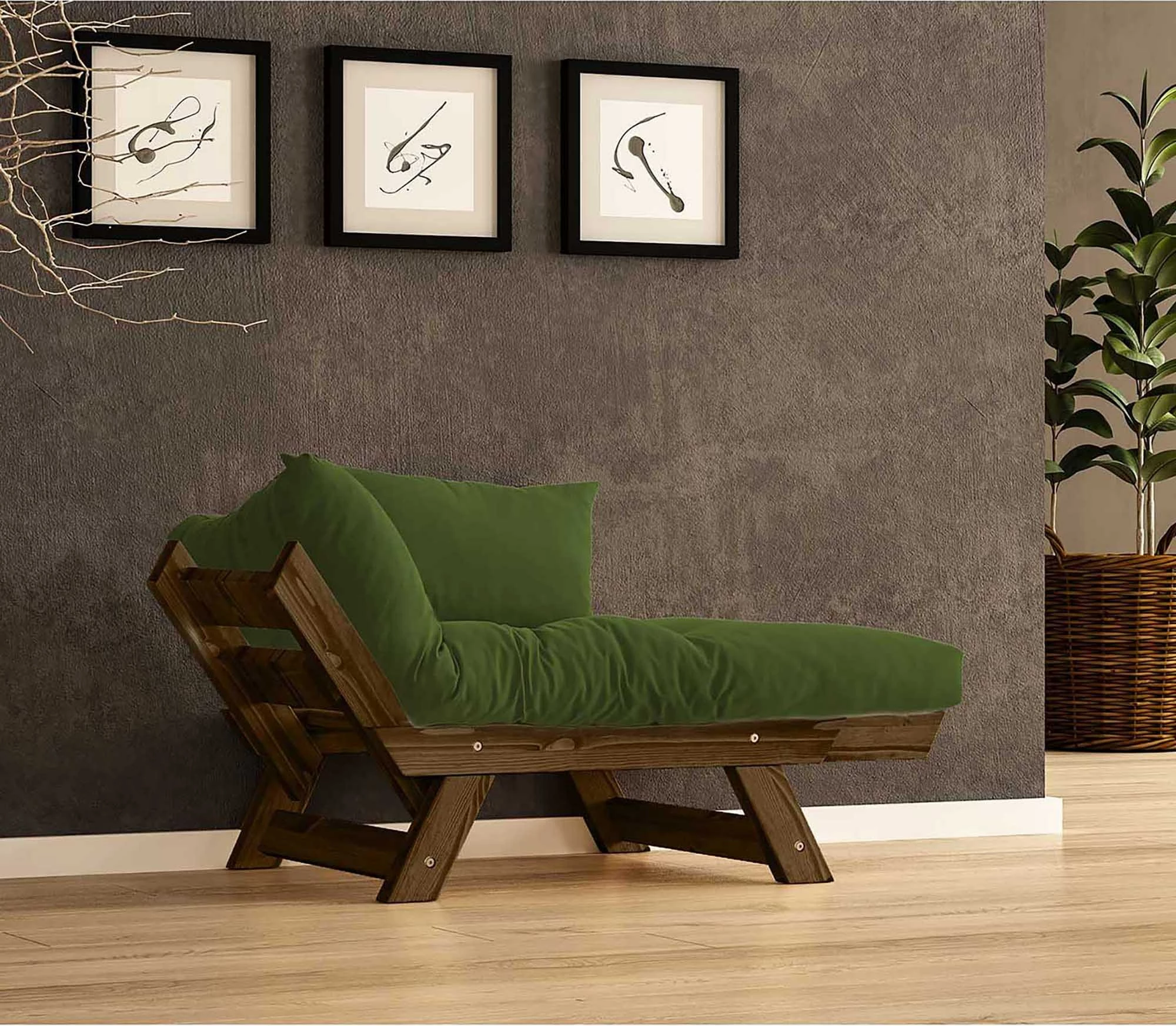 Karrige për kopsht një vend, Skye Decor, CPT8140-140, ngjyrë arre dhe e gjelbër