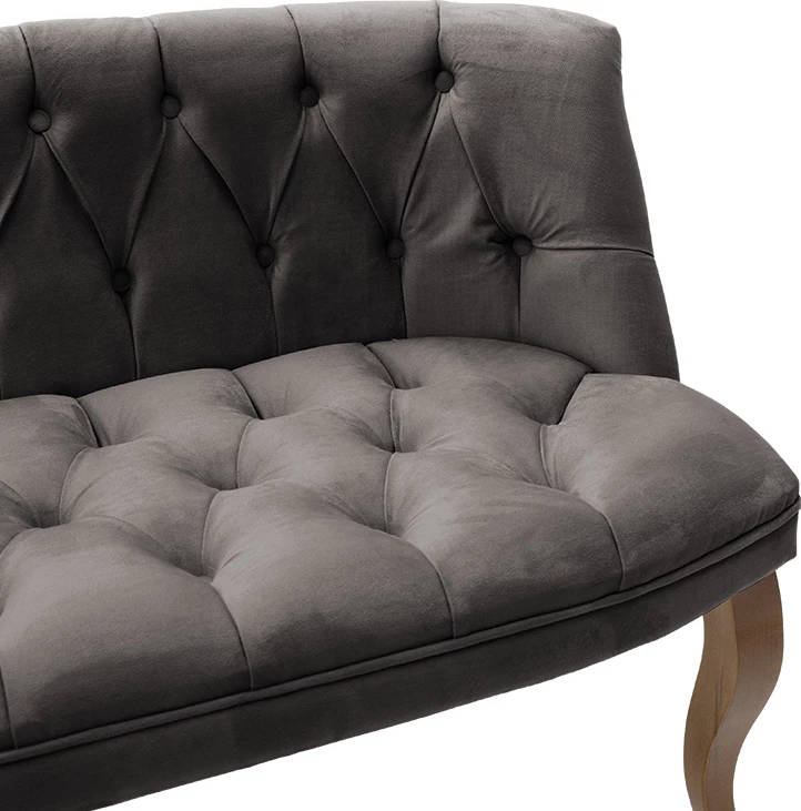 Divan dy vendesh Loreta kadife antracit me këmbë të zeza 118x55x78cm