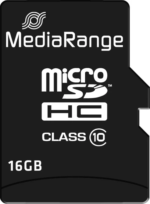 MicroSDHC kartelë MEMORJE MediaRange MR958 16GB Class 10 me adapter SD, e zezë