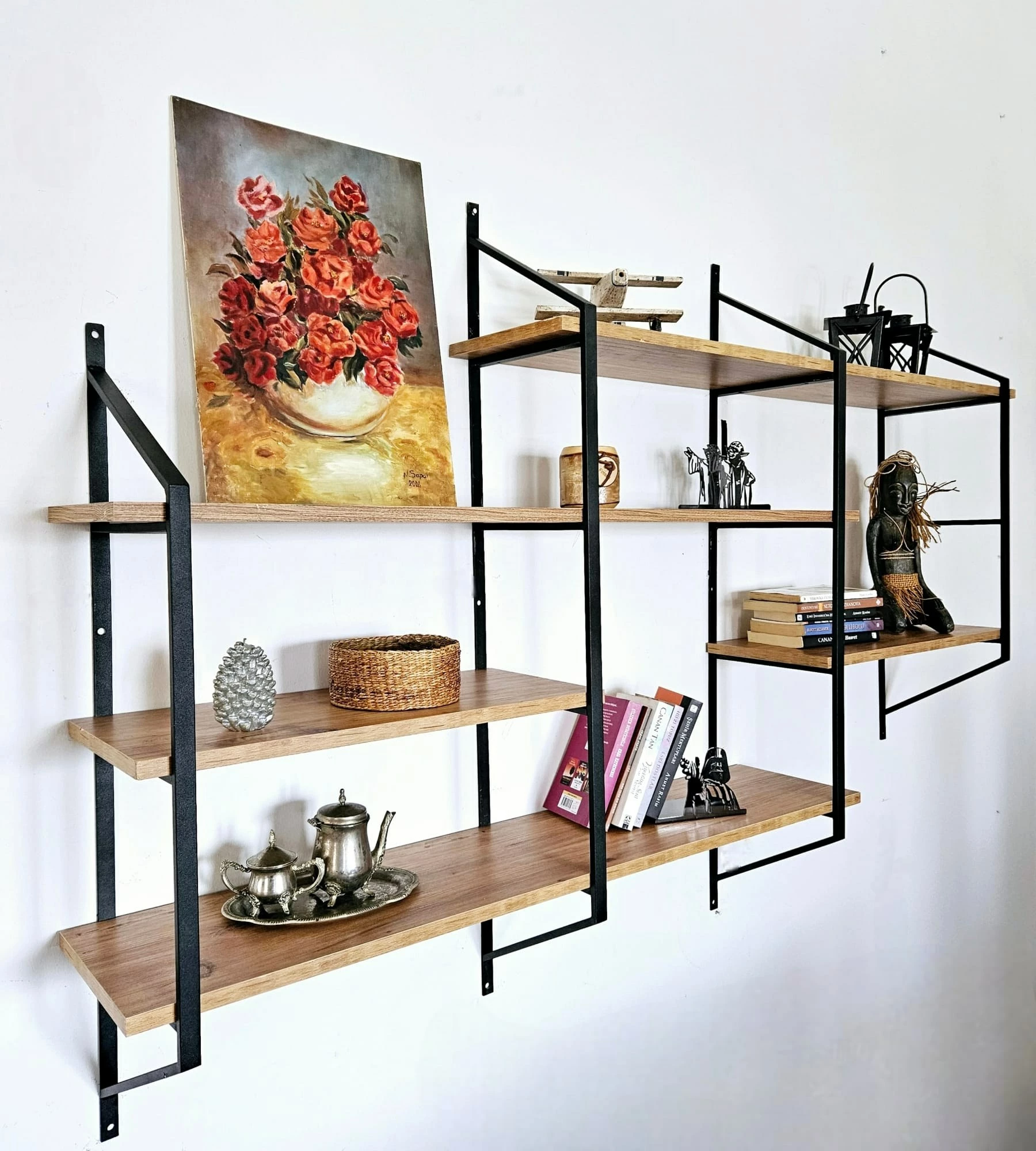 Raft muri Skye Decor, ngjyrë e zezë dhe pishë Atlantike, Raffy7