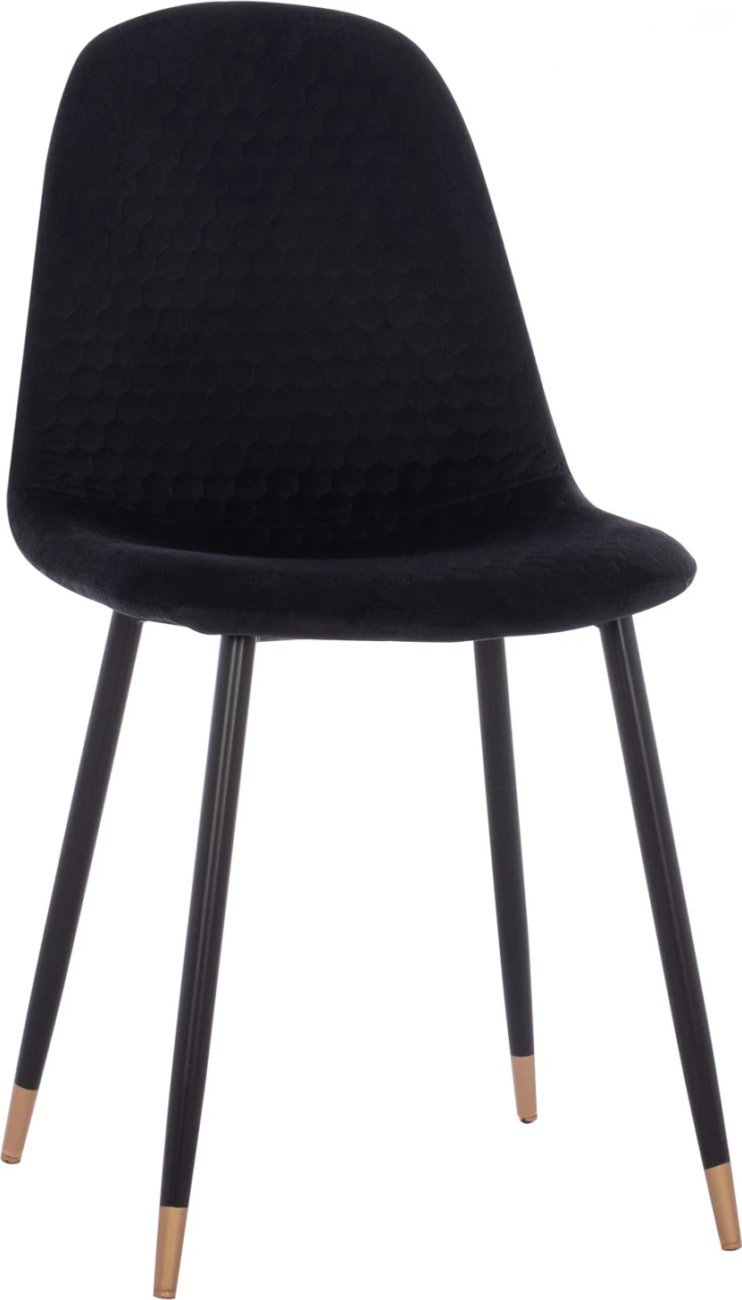 Karrige Lucille, kadife e zezë, skelet metalik, 45x56x81 cm, set prej 4 copash