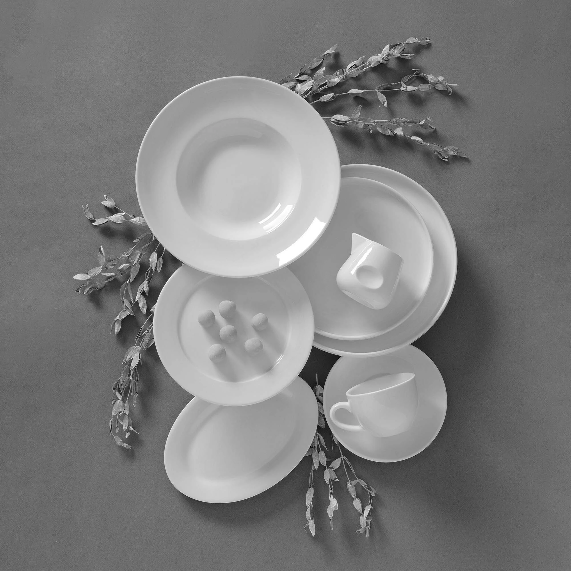 Nënfilxhan porcelani Fine Dine Pure Bianco 163 mm, i bardhë, set 12 copë