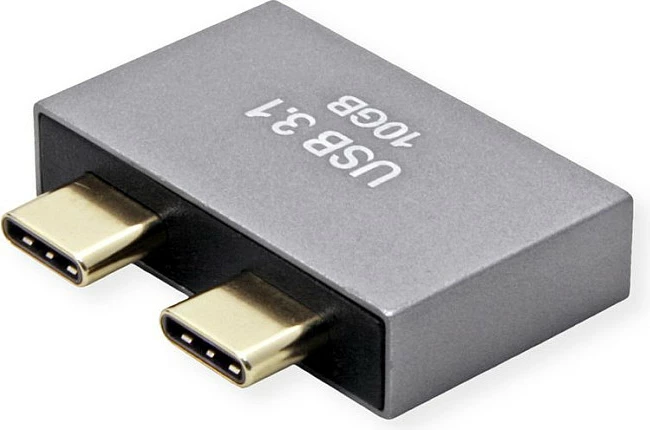 Adapter USB-C ROLINE 12.03.2945, 2x USB-C mashkull në 2x USB-C femër, 10 Gbit/s, argjendtë