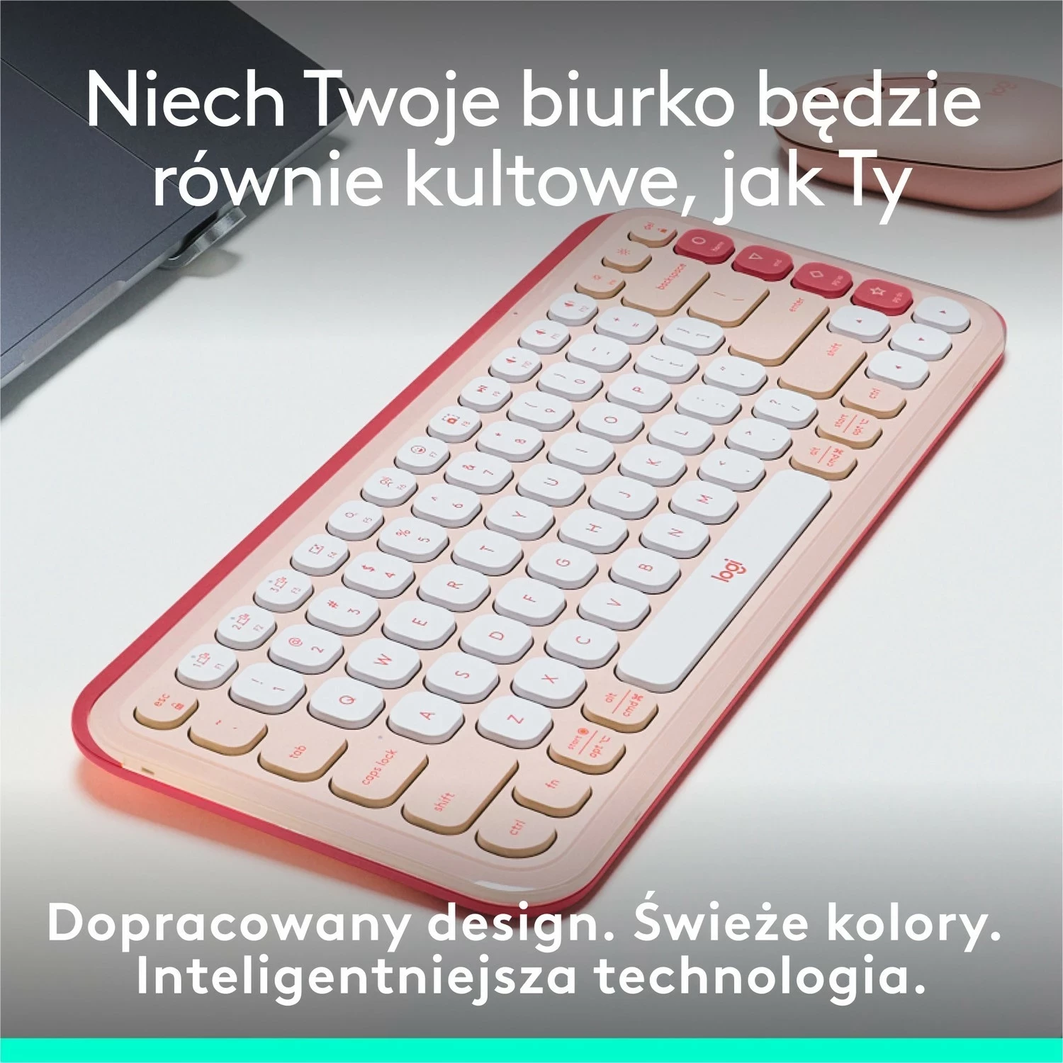 Tastierë Logitech POP ICON Keys, pa kabllo, rozë