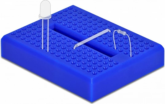 Breadboard mini DeLOCK 170 kontakte, 46x36x10 mm, blu