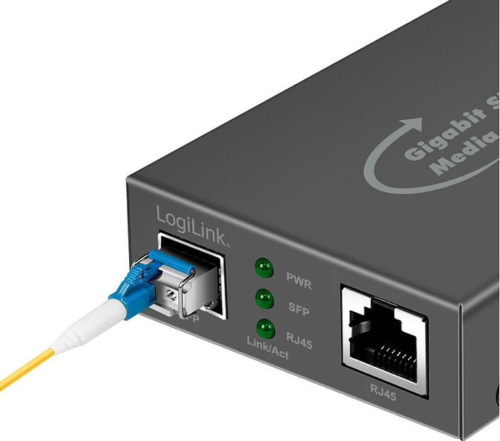 Konvertues media Gigabit LogiLink RJ45 në SFP, 1Gbps, i zi