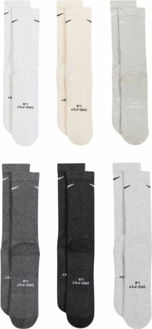 Çorape sportive Nike Everyday Elevated HQ8021 904, gri/krem, set 6 palë