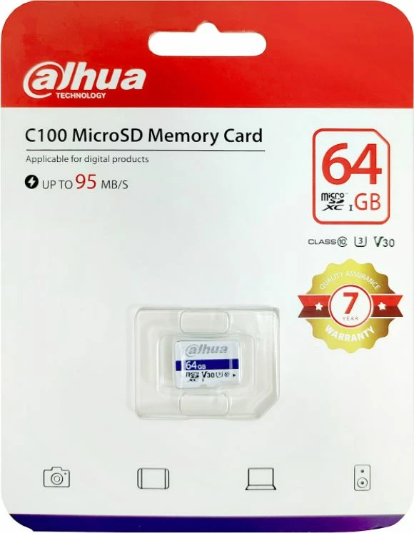 Kartë memorie microSDXC Dahua Technology C100 64GB Class 10 UHS-I/U3 V30 (TF-C100/64GB)