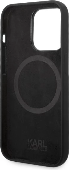 Mbështjellës Karl Lagerfeld Silicone Ikonik MagSafe për iPhone 14 Pro, i zi