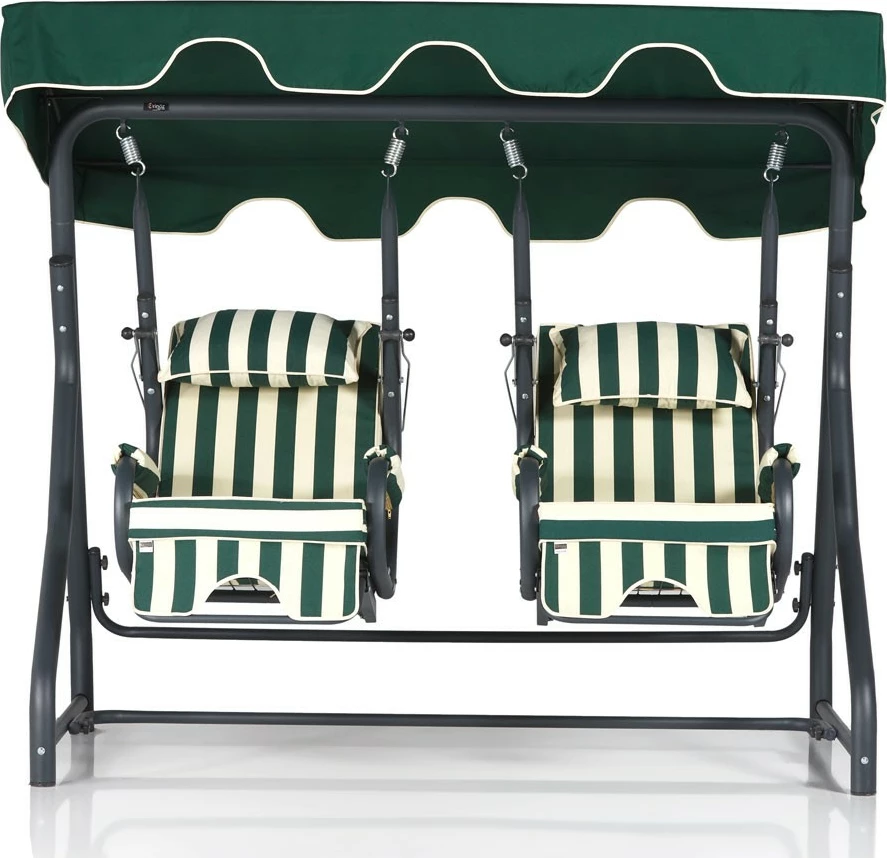 Karrige lëkundëse dyshe për kopsht, Skye Decor, Daisy 2, e bardhë, e gjelbër, e zezë