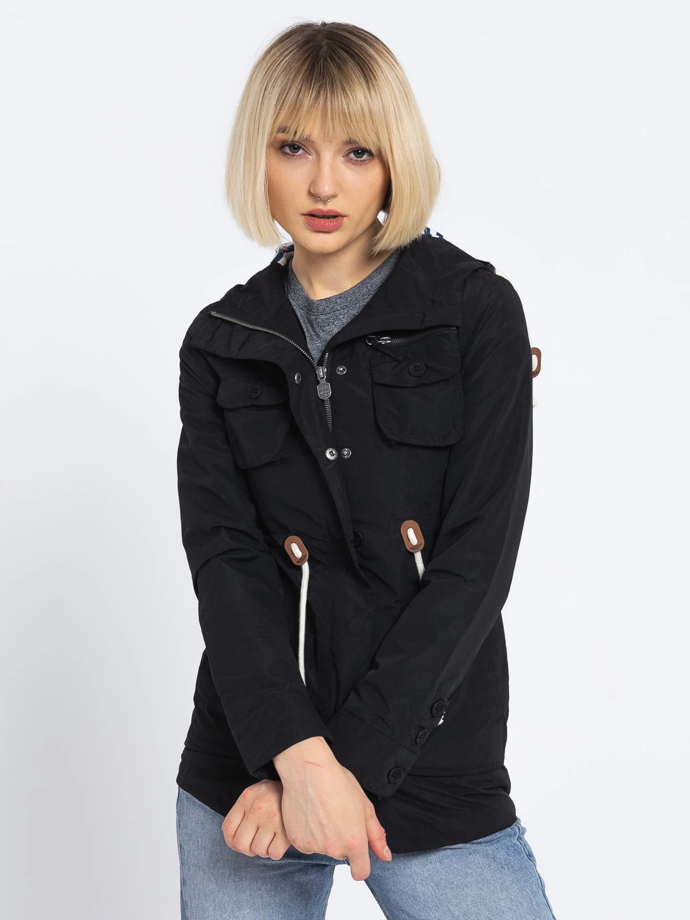 Xhaketë parka shiu Woox Drizzle, madhësia EU 34, 8000 mm waterproof, e zezë