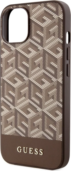 Mbështjellës Guess GCube Stripes MagSafe për iPhone 14 Plus 6.7", kafe