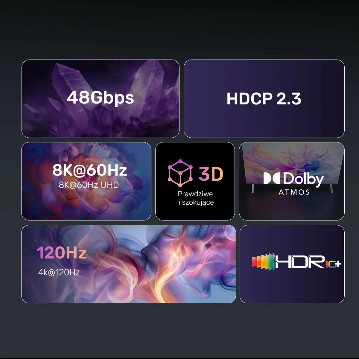 Kabllo zgjatëse HDMI Unitek, 2.1, 8K, 2m, argjendtë-zi