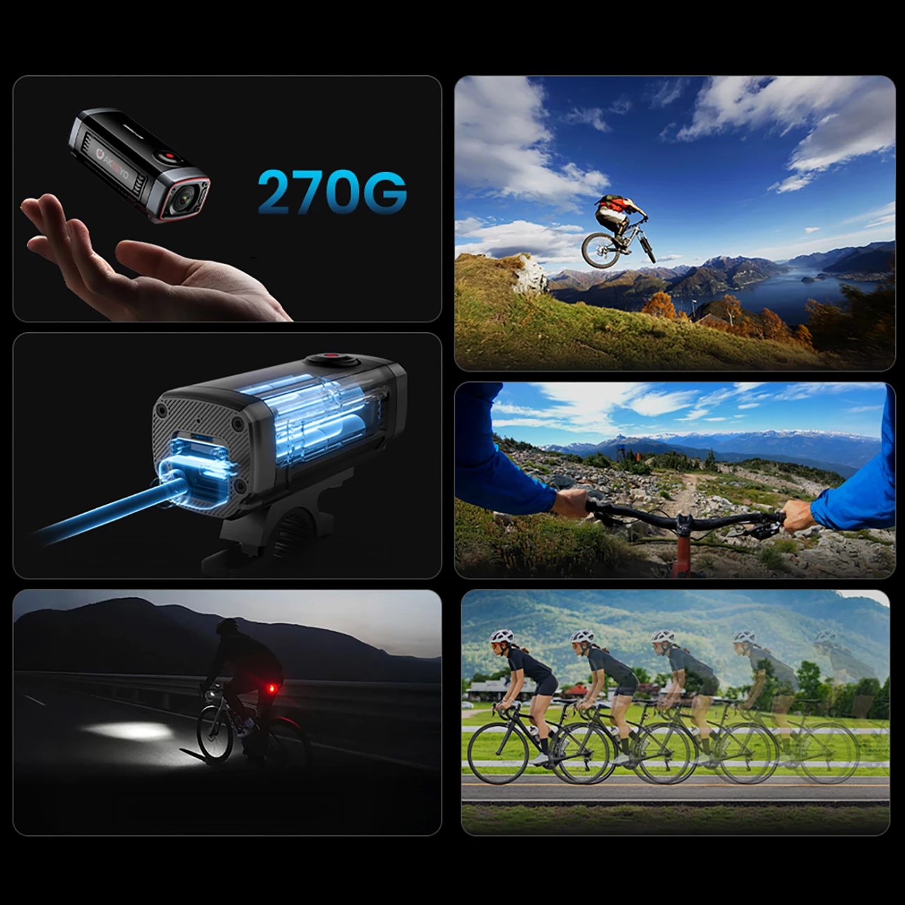 Kamerë aksioni AKEEYO 710 Lite FullHD 1080p, WiFi, IP66, bateri 1800mAh, USB-C, për biçikletë/moto, e zezë