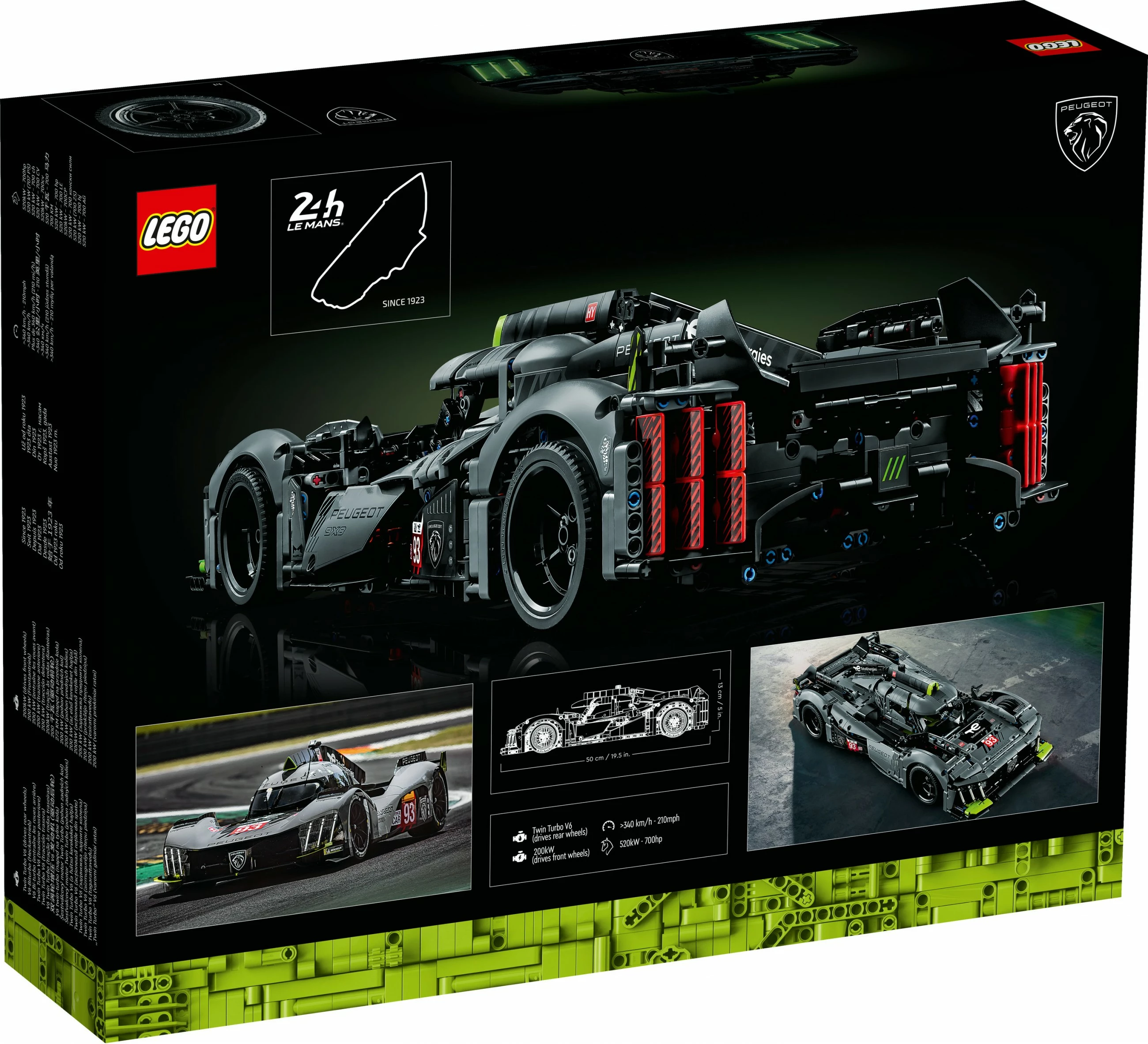 Set ndërtimi LEGO Technic PEUGEOT 9X8 24H Le Mans Hybrid Hypercar, 1775 pjesë, shumëngjyrësh