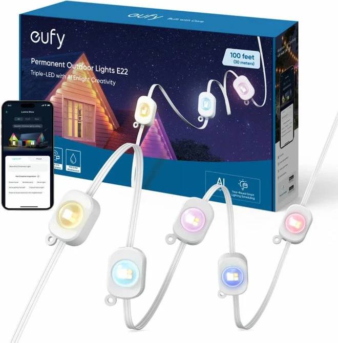 Drita LED të jashtme RGB ANKER eufy E22, 30m, RGBWW, IP67, kontroll me aplikacion