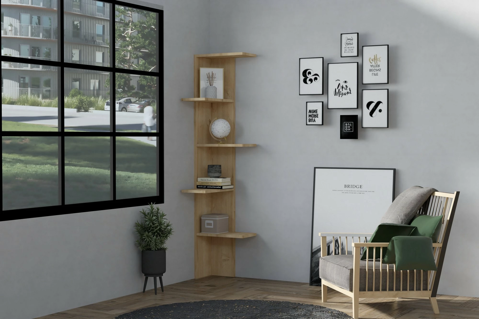 Raft librash Hanah Home, Bled, ngjyrë lisi