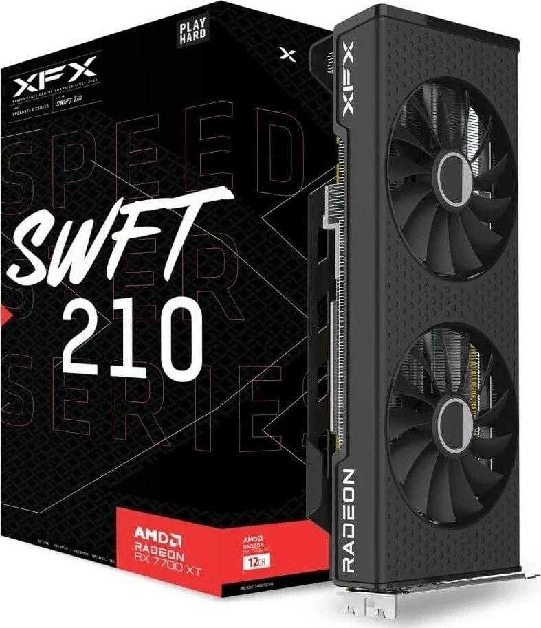 Kartelë grafike XFX RX 7700 XT SWFT 210, 12 GB GDDR6, e zezë