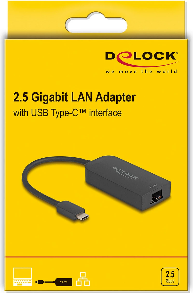 Adapter rrjeti DeLOCK 66046, USB-C në RJ-45, 2.5GbE, i zi