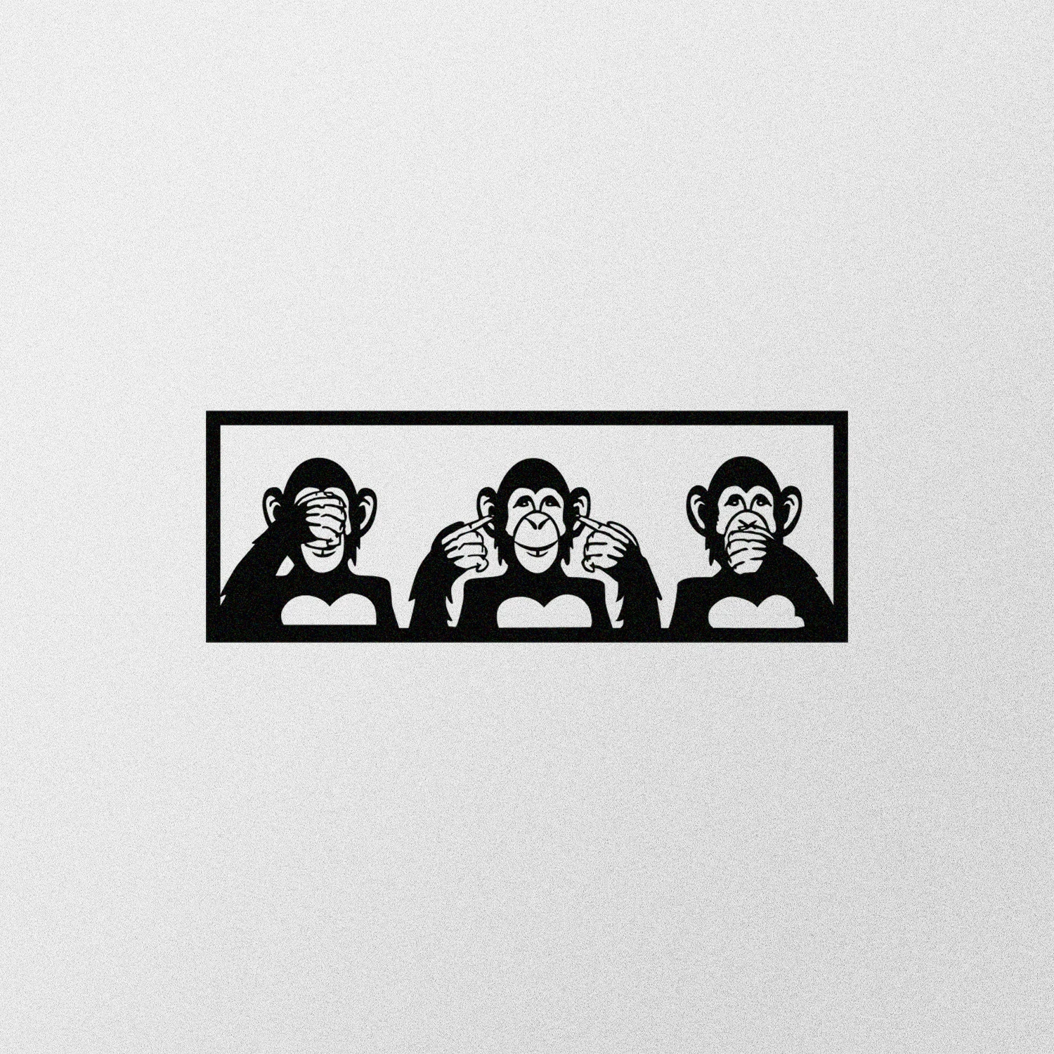 Aksesor dekorativ metalik për mur, tre majmunë, Wallity, i zi, 70x25cm