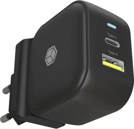 Karikues muri ICYBOX IB-PS106-PD 38W, 2 porta USB-C PD 3.0 + USB-A QC 3.0, i zi, me adapter EU/UK