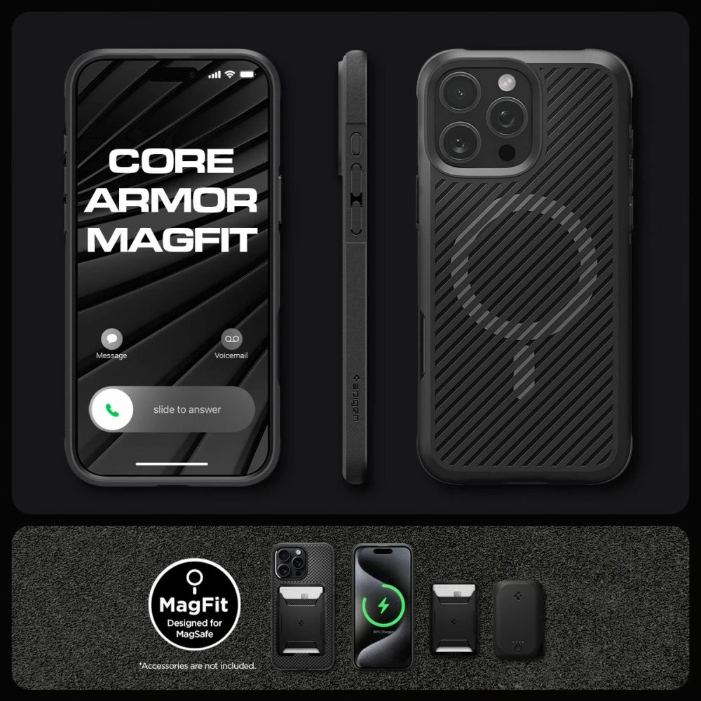 Mbështjellës Spigen Core Armor Mag me MagSafe për iPhone 16 Pro, e zezë