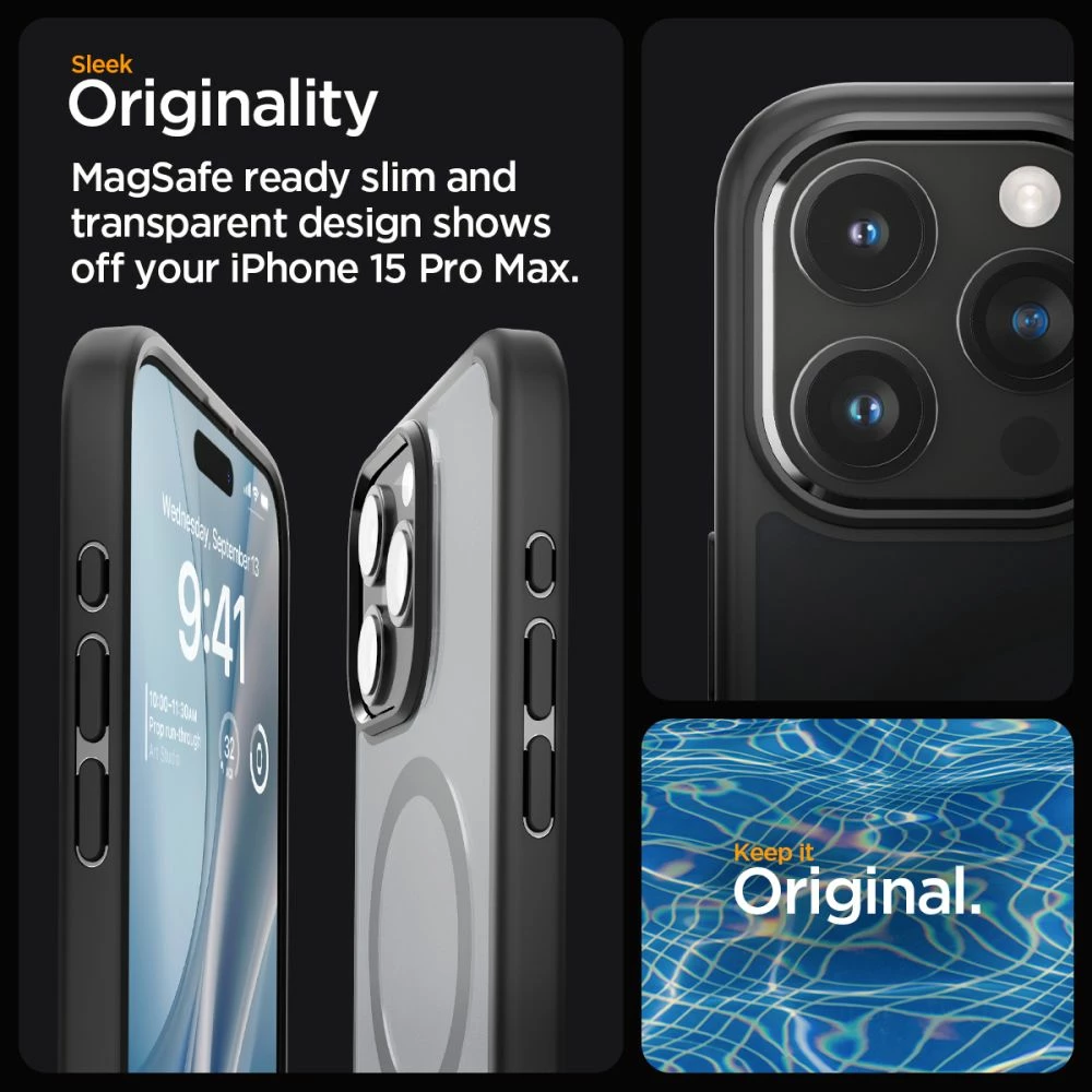Mbështjellës Spigen Ultra Hybrid Mag për iPhone 15 Pro Max, MagSafe, Transparent/Black