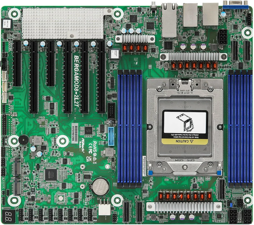 Pllakë amë ASRock BERGAMOD8-2L2T, Socket SP5, DDR5, 8x RAM slot, 4x 10Gb Ethernet