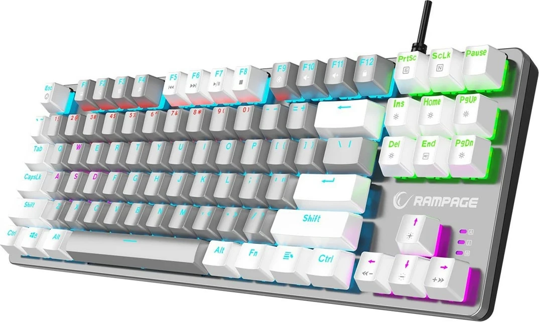 Tastierë mekanike Rampage Snug RGB KRGD Blue, 80%, anglisht, bardhë-gri