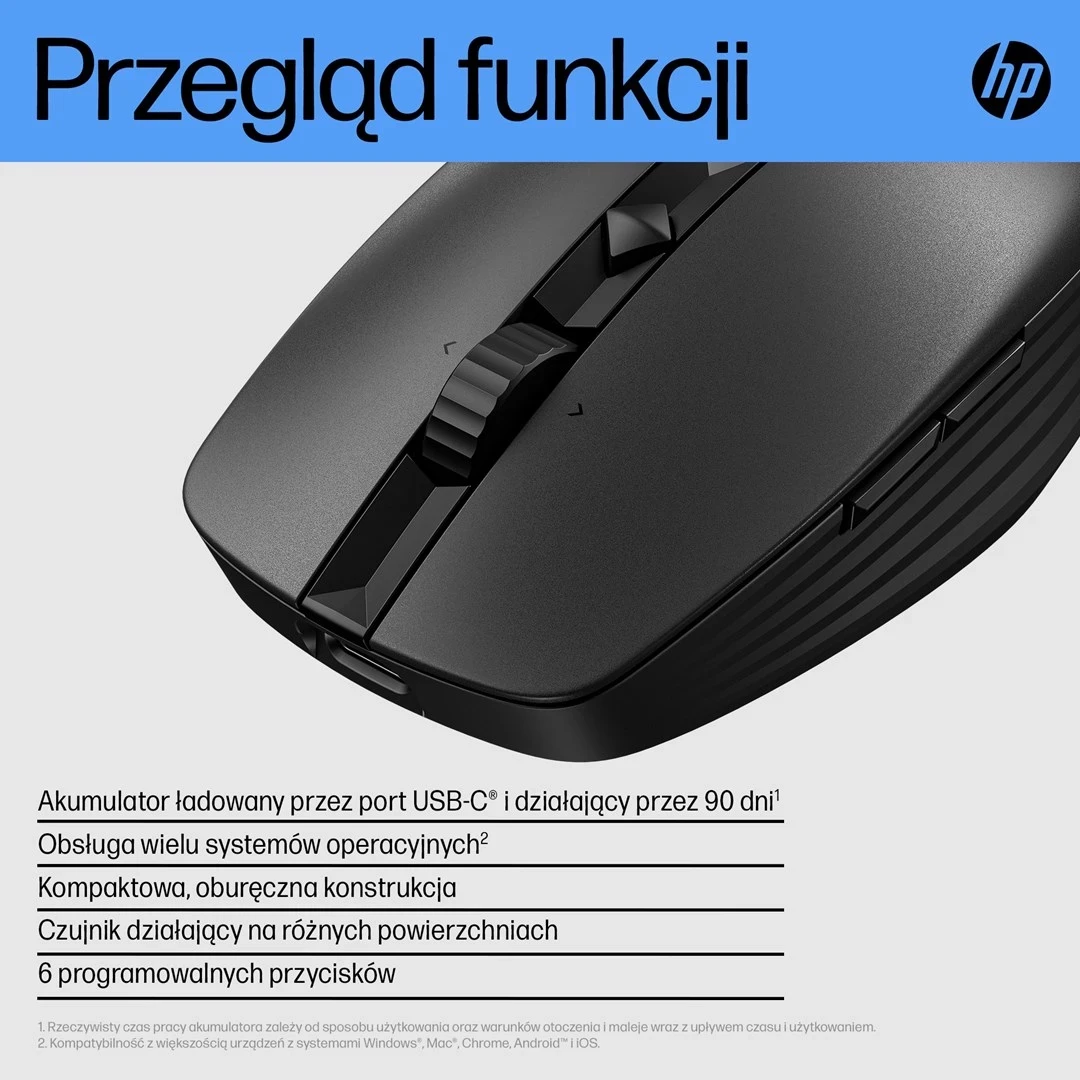 Maus HP 710 i rikarikueshëm, i qetë, i zi