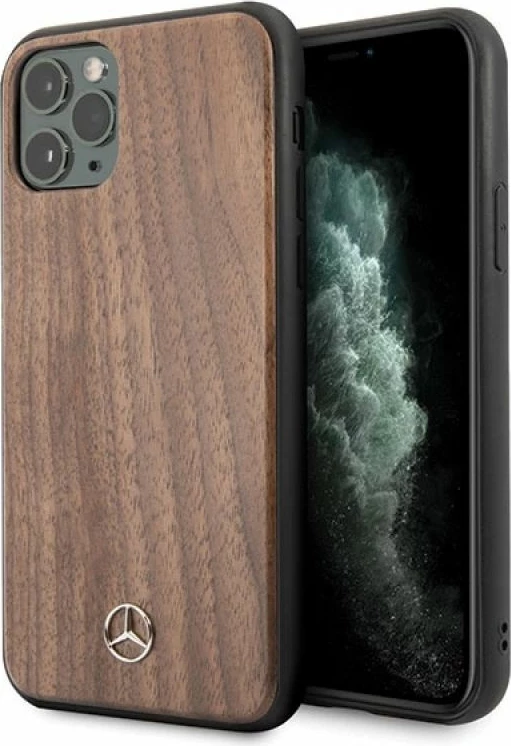 Kuti për iPhone 11 Pro Max Mercedes Wood Line Walnut, kafe